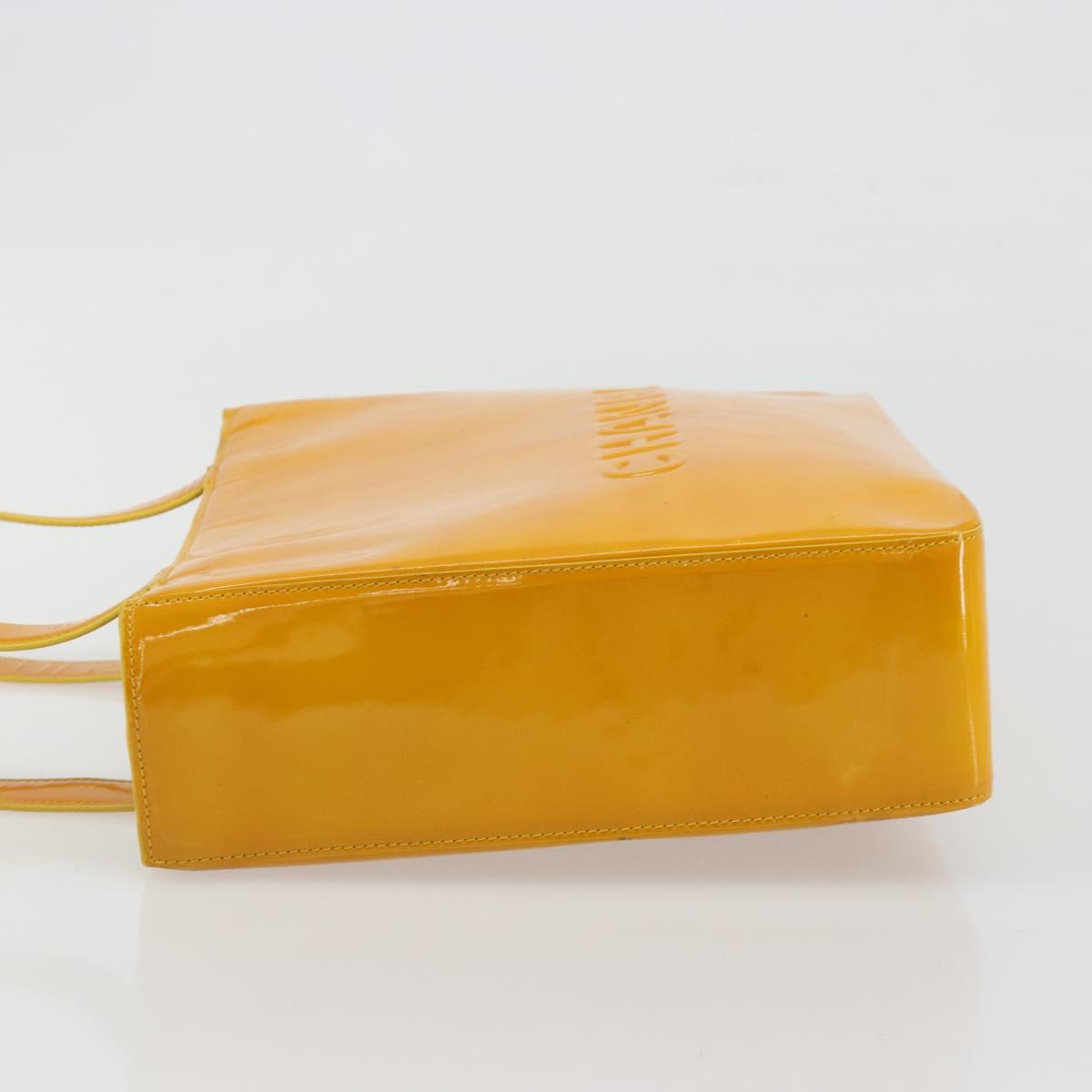 CHANEL Tote Bag Patent Orange CC Auth BA14583
