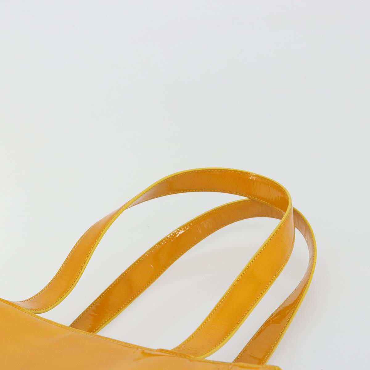 CHANEL Tote Bag Patent Orange CC Auth BA14583