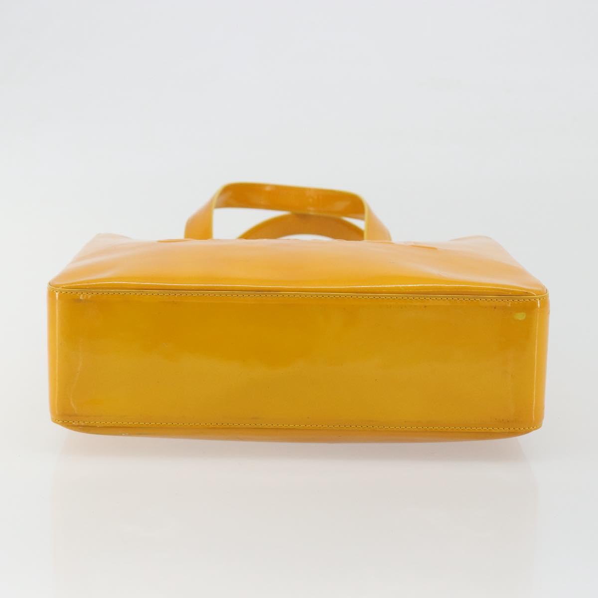 CHANEL Tote Bag Patent Orange CC Auth BA14583