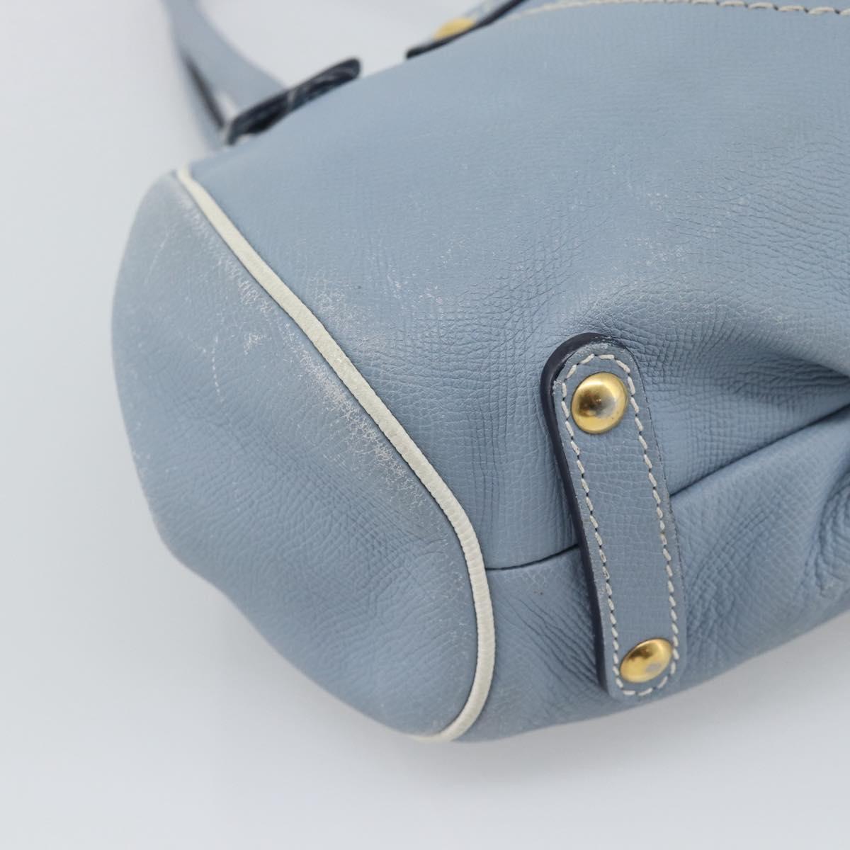 Salvatore Ferragamo Hand Bag Leather Light Blue Gold Tone Auth BA14586