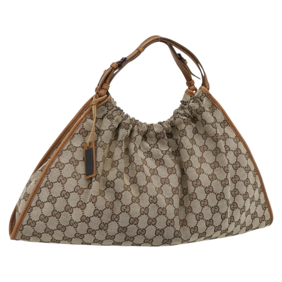 GUCCI GG Canvas Hand Bag Beige 76554 Auth BA14588A