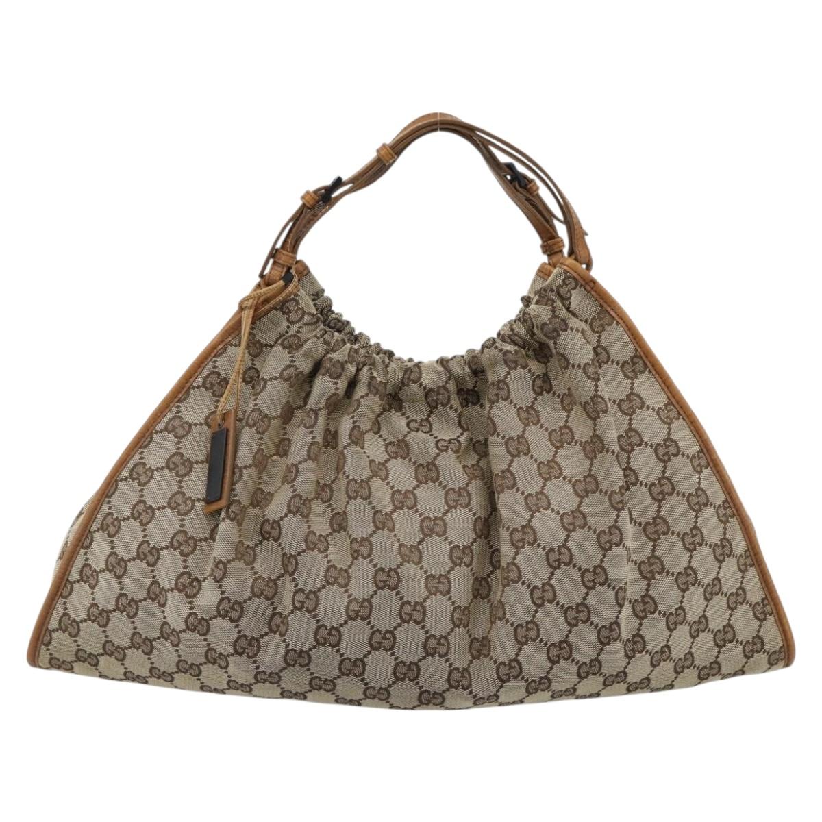GUCCI GG Canvas Hand Bag Beige 76554 Auth BA14588A