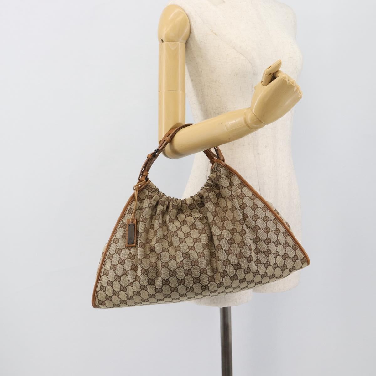 GUCCI GG Canvas Hand Bag Beige 76554 Auth BA14588A