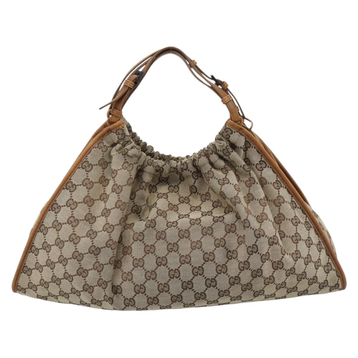 GUCCI GG Canvas Hand Bag Beige 76554 Auth BA14588A