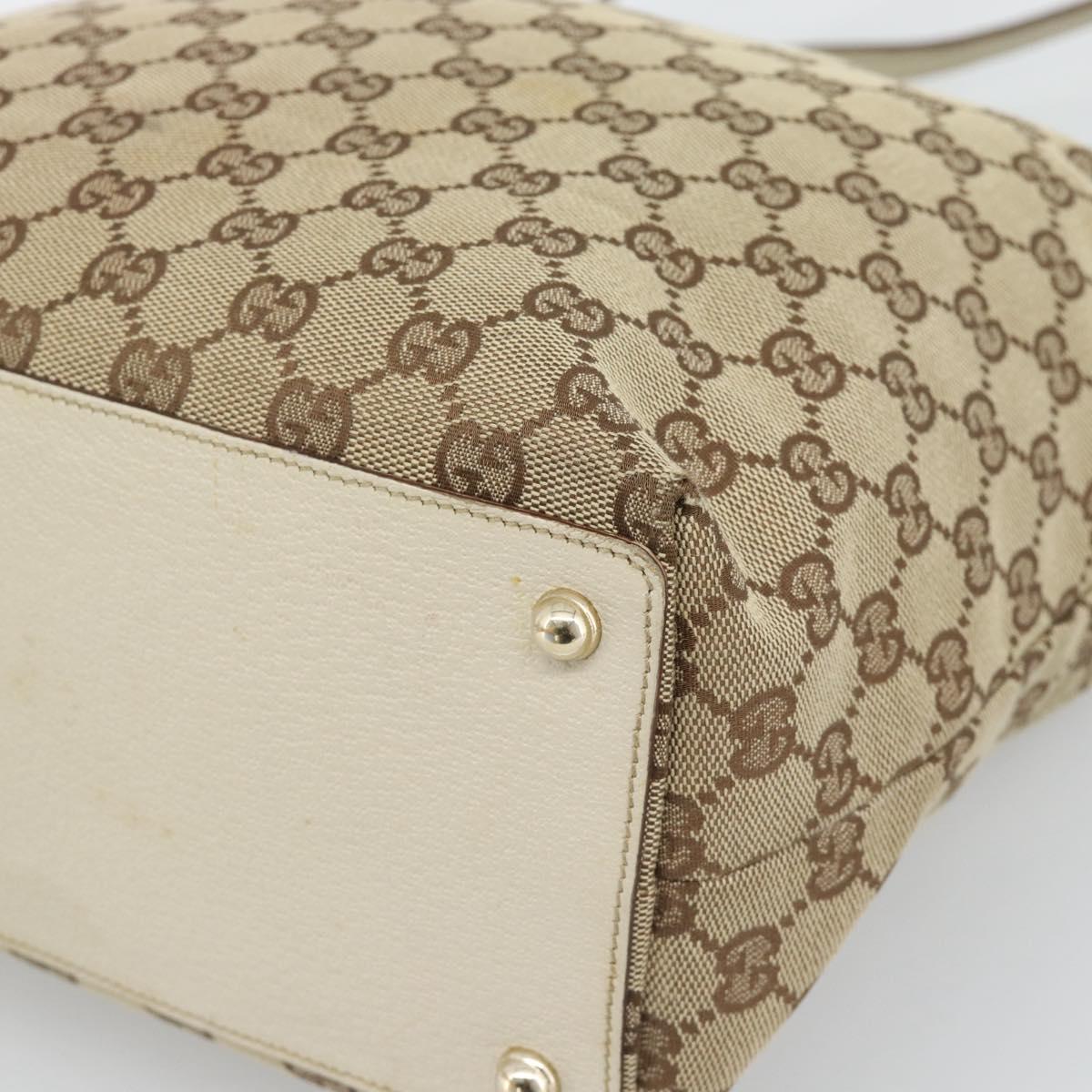 GUCCI GG Canvas Tote Bag Beige Gold Tone 120836 Auth BA14589