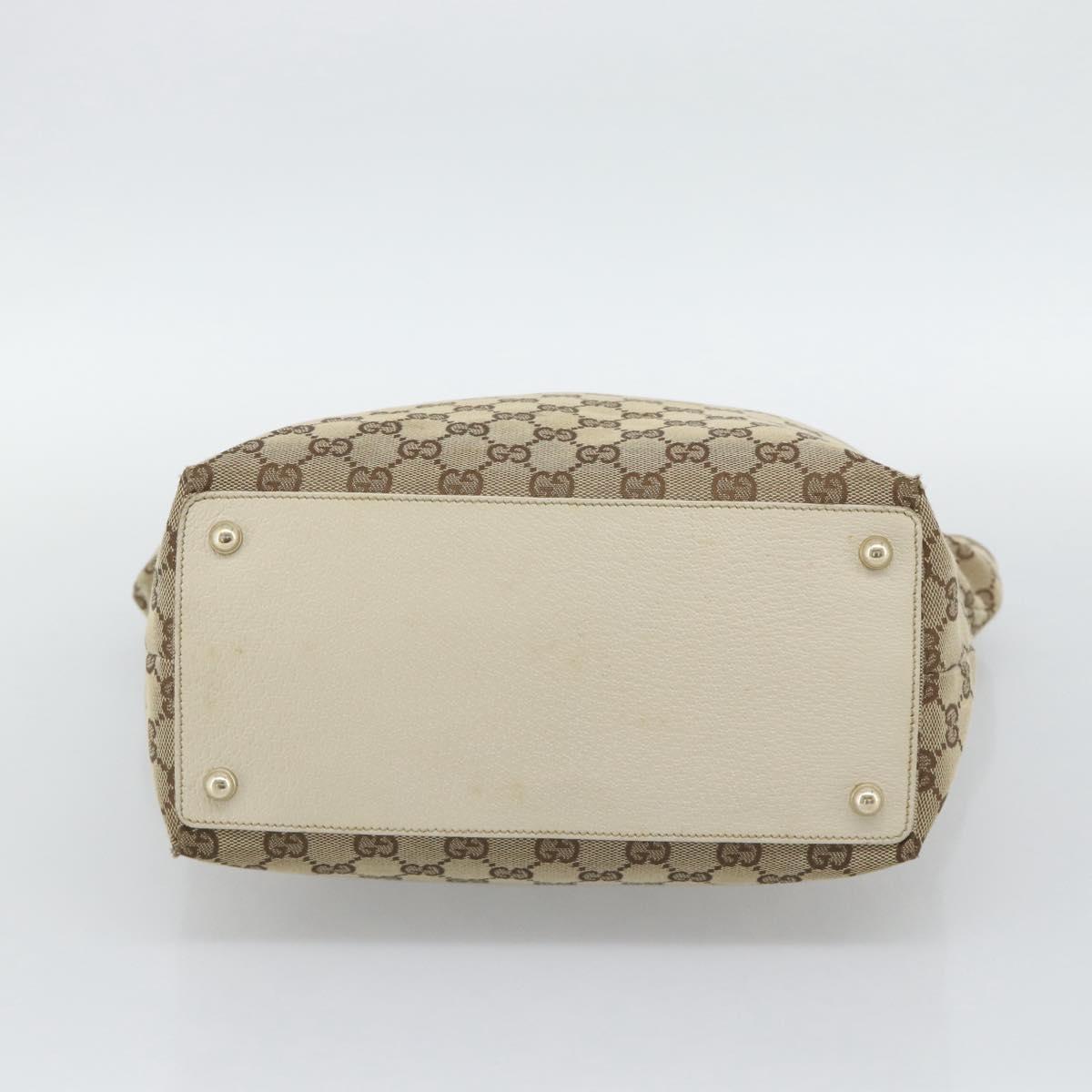 GUCCI GG Canvas Tote Bag Beige Gold Tone 120836 Auth BA14589