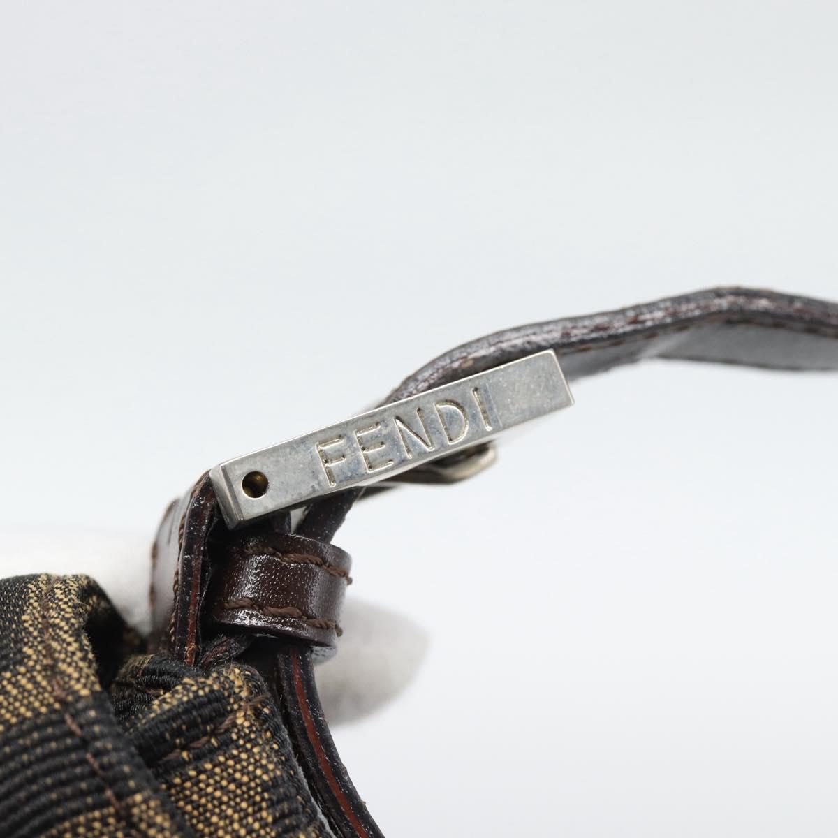 FENDI Zucca Canvas Mamma Baguette Shoulder Bag Brown Silver Auth BA14590V