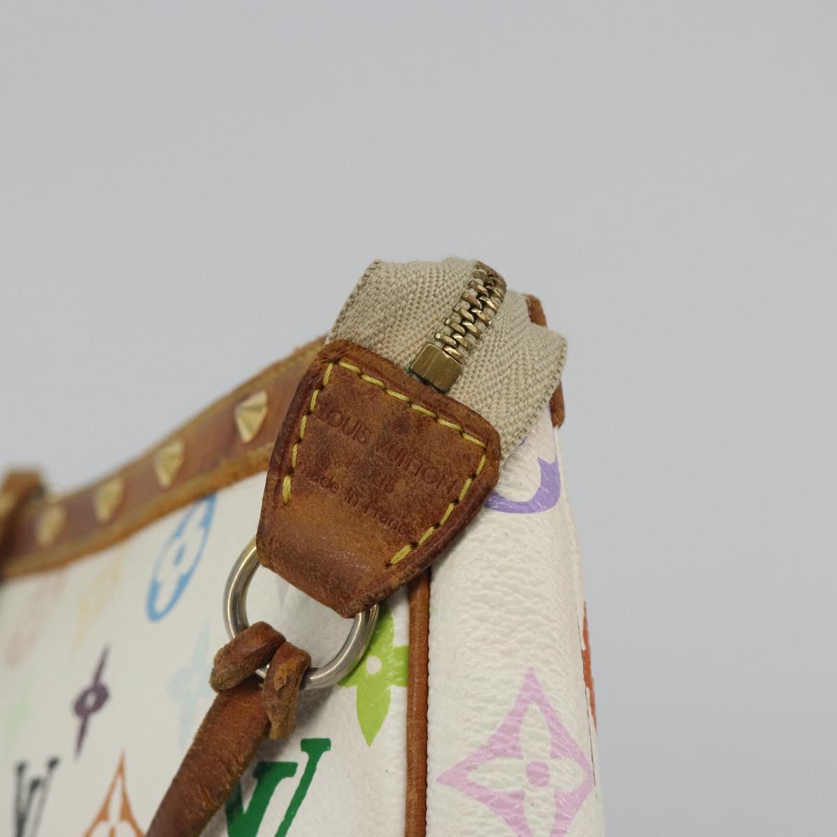 LOUIS VUITTON Monogram Multicolor Pochette Accessoires White M92649 Auth BA14591