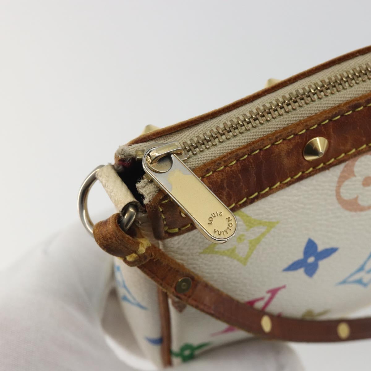 LOUIS VUITTON Monogram Multicolor Pochette Accessoires White M92649 Auth BA14591