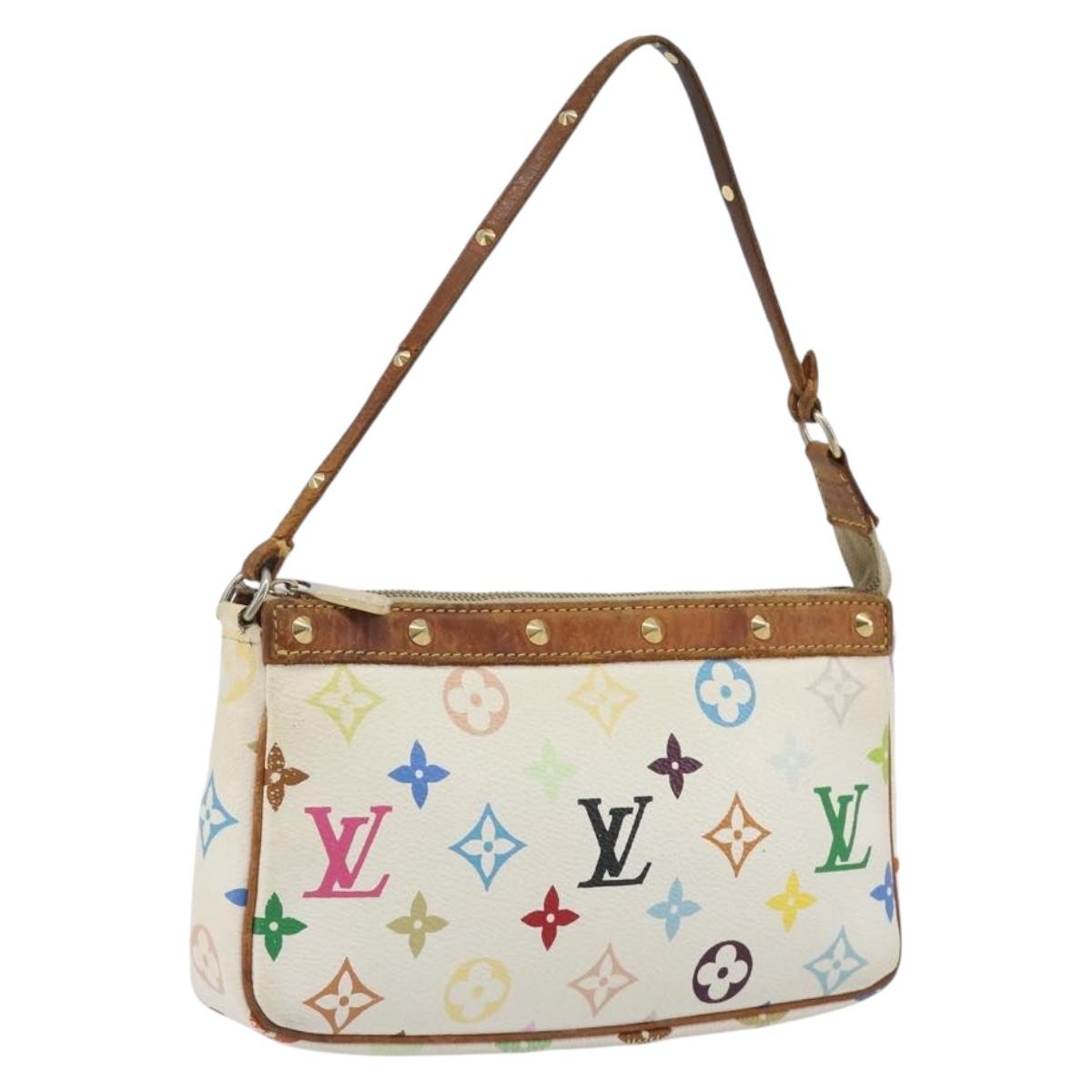 LOUIS VUITTON Monogram Multicolor Pochette Accessoires White M92649 Auth BA14591