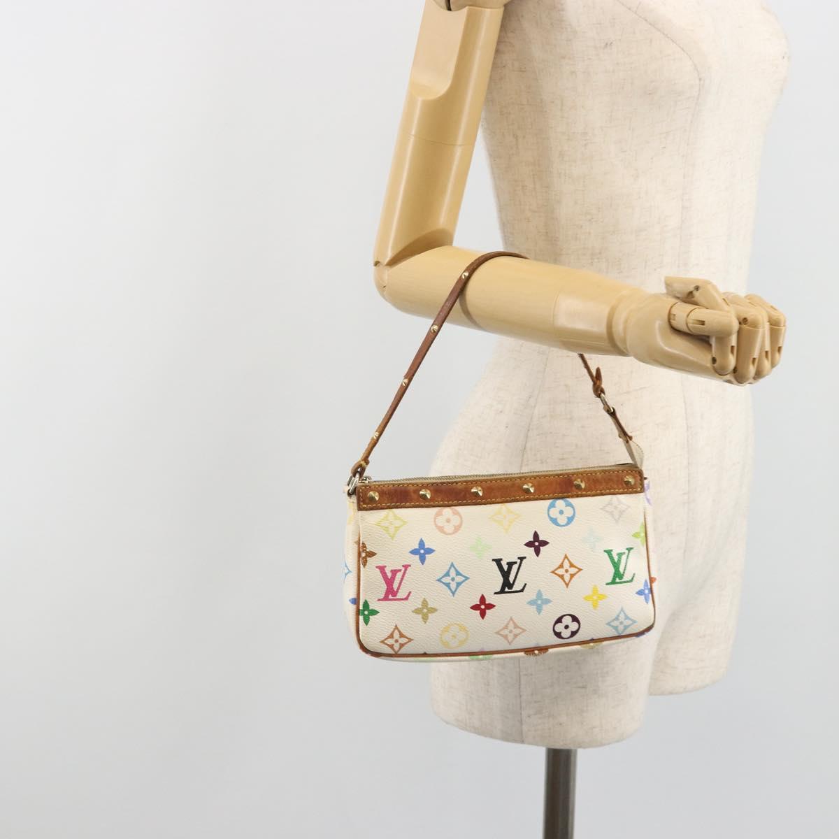 LOUIS VUITTON Monogram Multicolor Pochette Accessoires White M92649 Auth BA14591