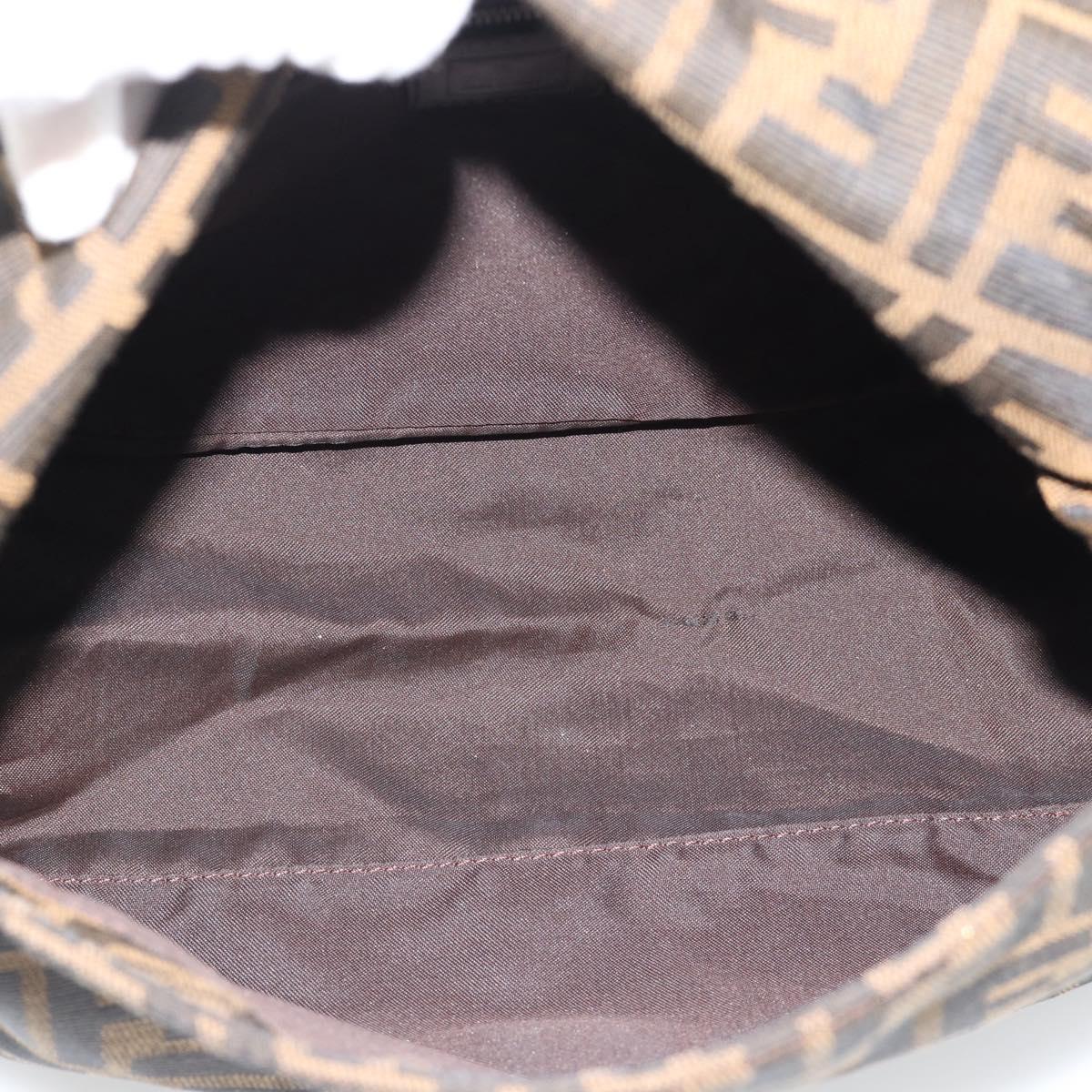 FENDI Zucca Canvas Mamma Baguette Shoulder Bag Brown Silver Auth BA14593V