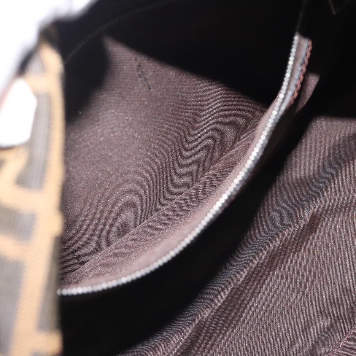FENDI Zucca Canvas Mamma Baguette Shoulder Bag Brown Silver Auth BA14593V