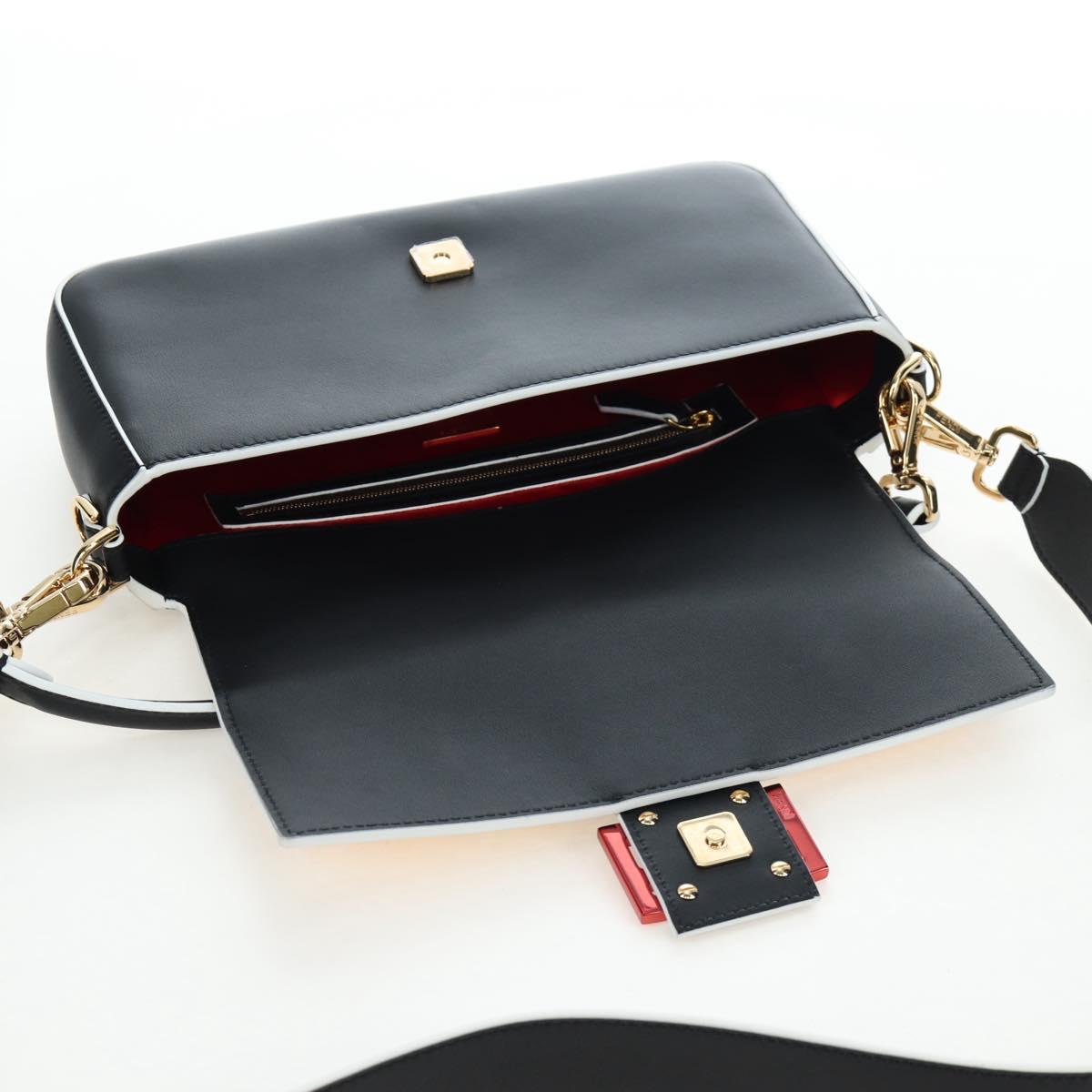 FENDI Bugs Monster Mamma Baguette Leather 2way Black 8BR600 Auth BA14594SAM