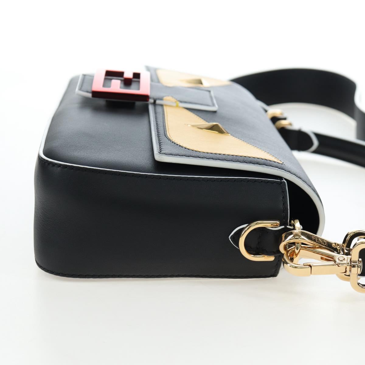 FENDI Bugs Monster Mamma Baguette Leather 2way Black 8BR600 Auth BA14594SAM