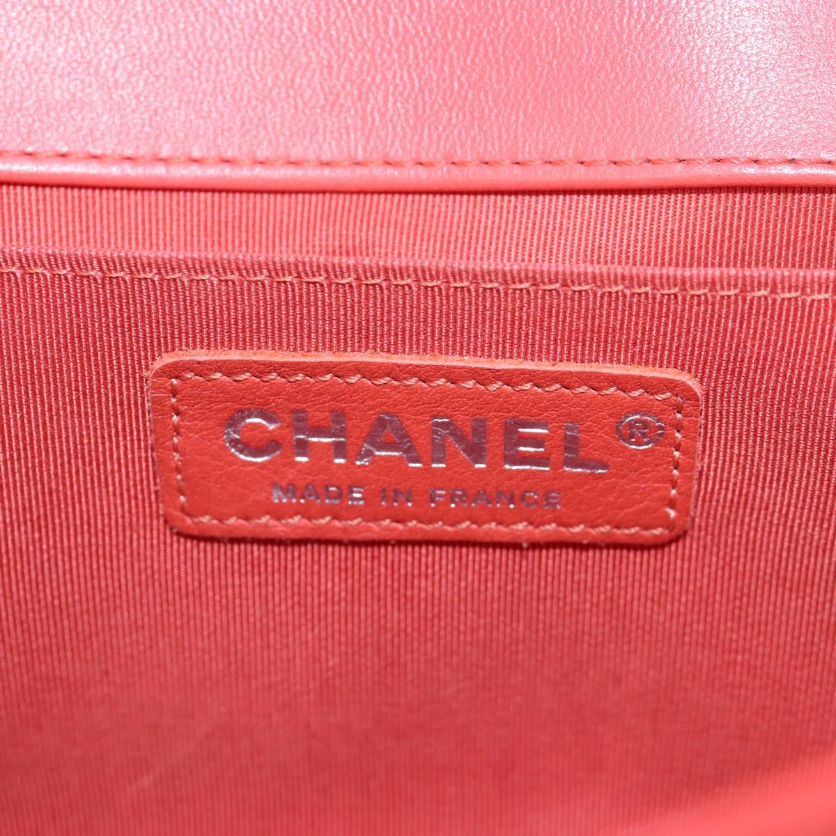 CHANEL Boy Chanel 25 Chain Shoulder Bag Tweed Pink Silver CC Auth BA14598SAM
