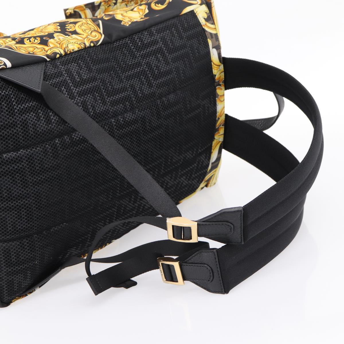 FENDI FENDACE ZUCCA Backpack Nylon Brown Gold Tone 7VZ066 Auth BA14600SAM
