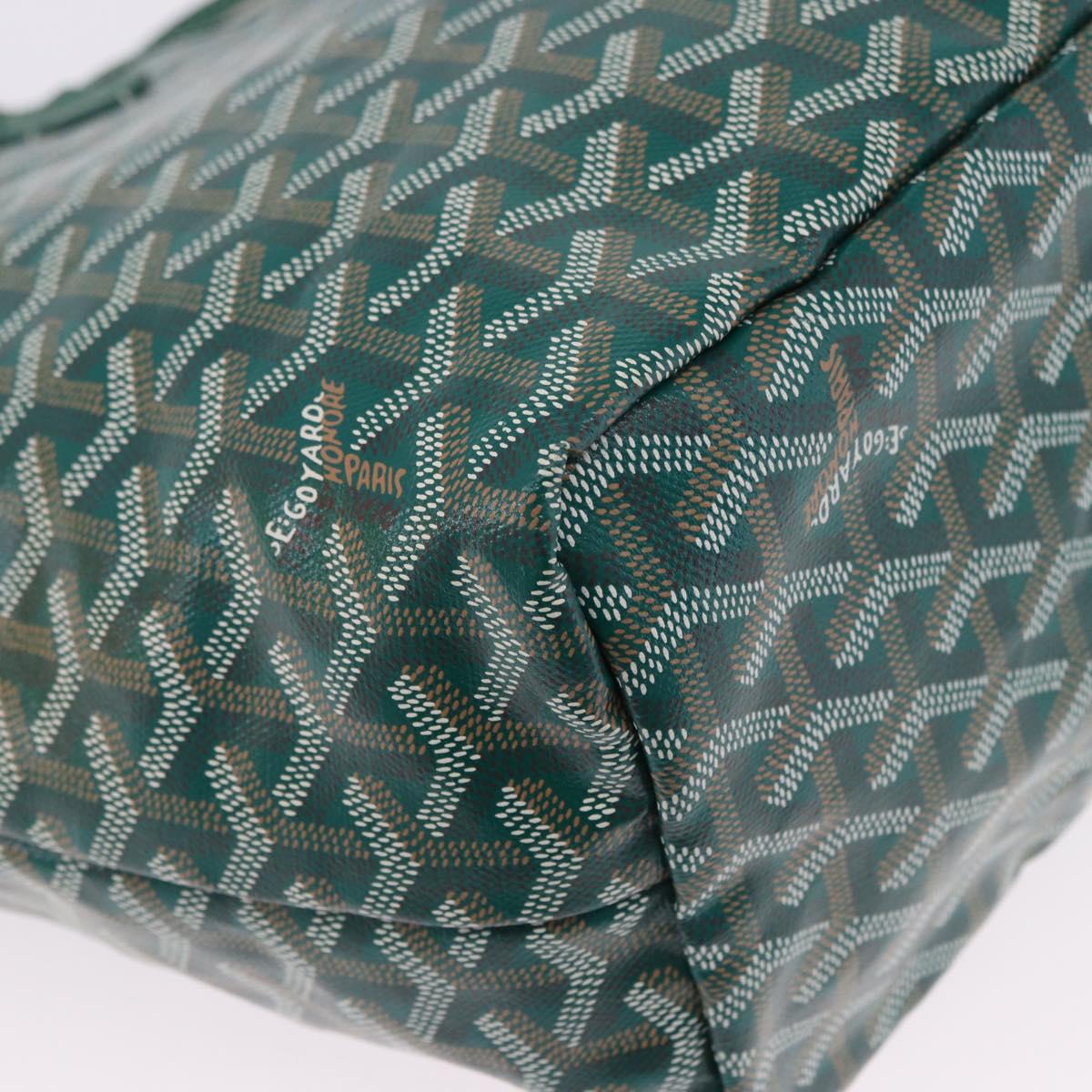 GOYARD Herringbone Saint Louis PM Tote Bag PVC Green Auth BA14601SM