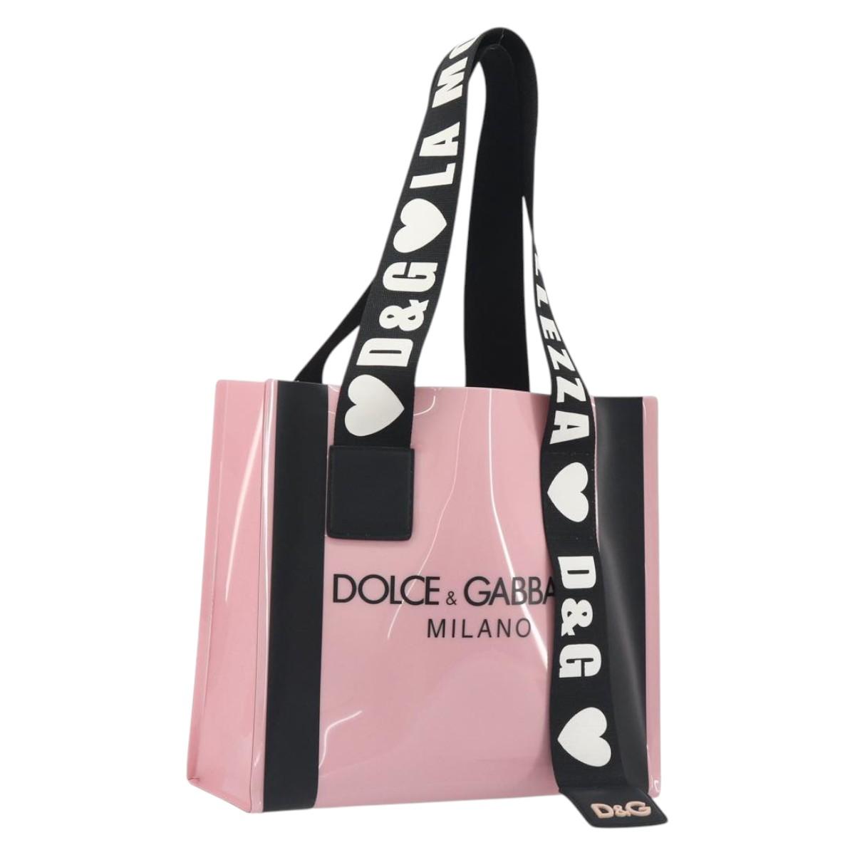 DOLCE&GABBANA Tote Bag Rubber Pink Black Auth BA14603M