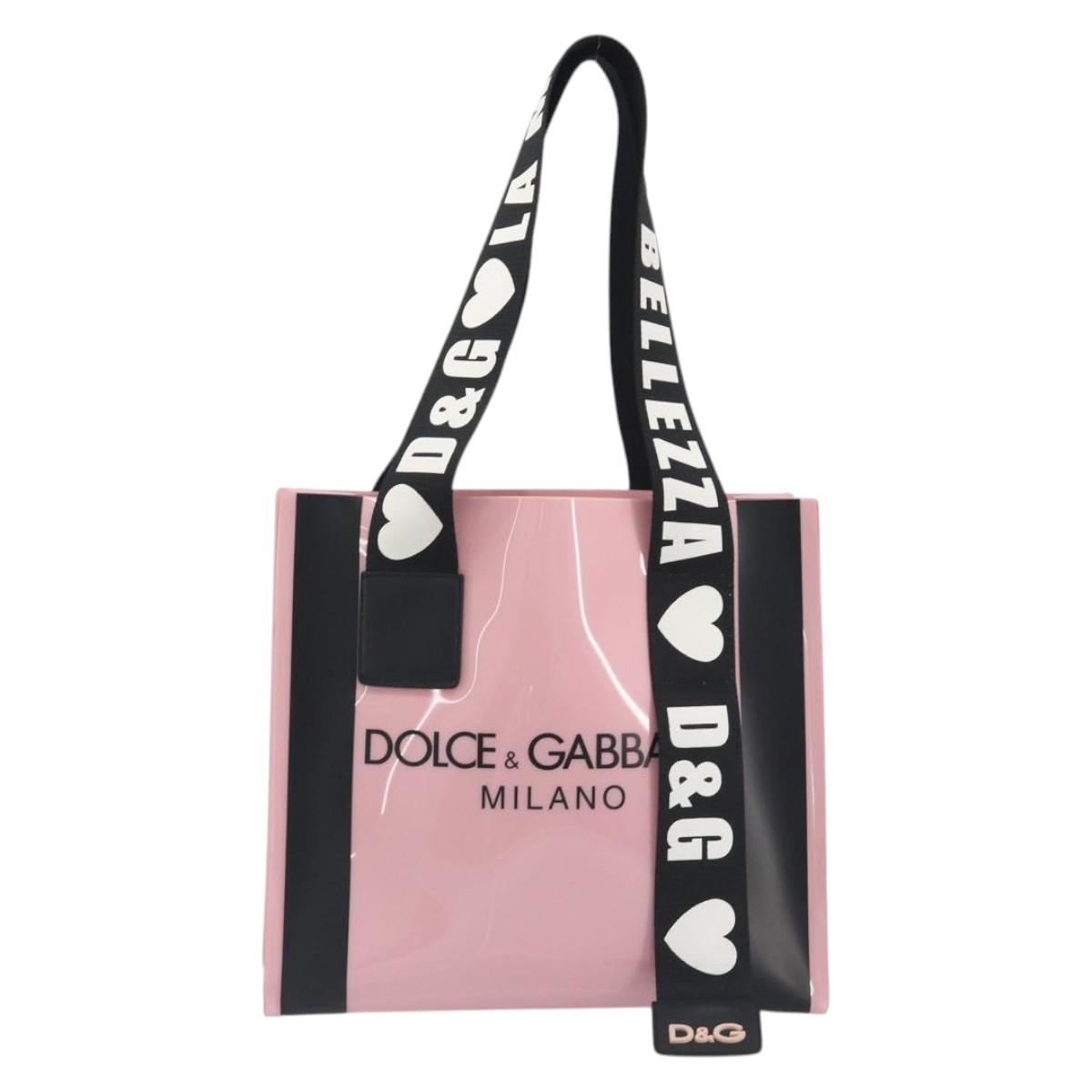 DOLCE&GABBANA Tote Bag Rubber Pink Black Auth BA14603M