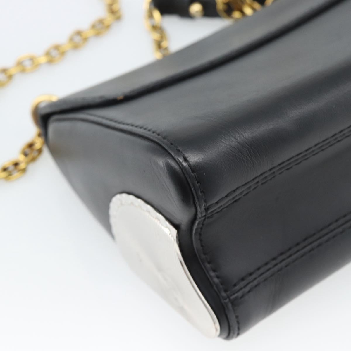 LOUIS VUITTON Twist MM Shoulder Bag Leather Black Gold Tone LV Auth BA14604SAM