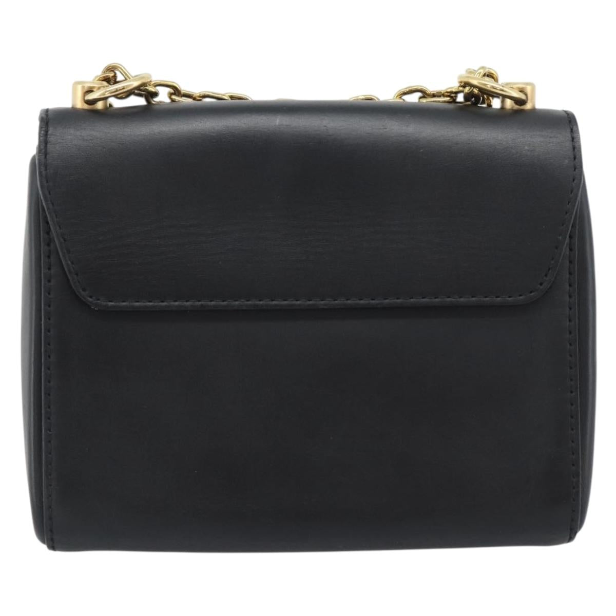 LOUIS VUITTON Twist MM Shoulder Bag Leather Black Gold Tone LV Auth BA14604SAM