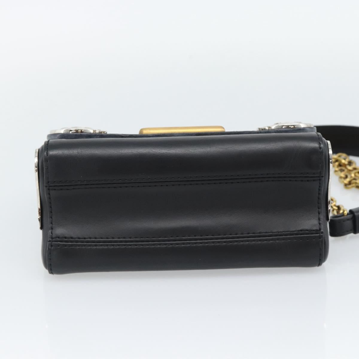 LOUIS VUITTON Twist MM Shoulder Bag Leather Black Gold Tone LV Auth BA14604SAM