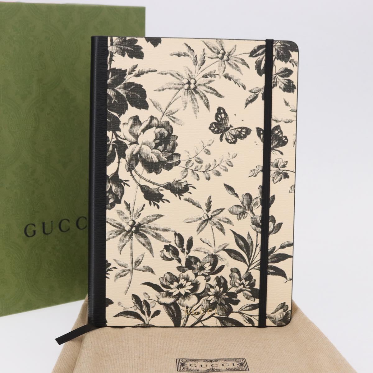 GUCCI NoteBook Canvas Beige Black Auth BA14610M