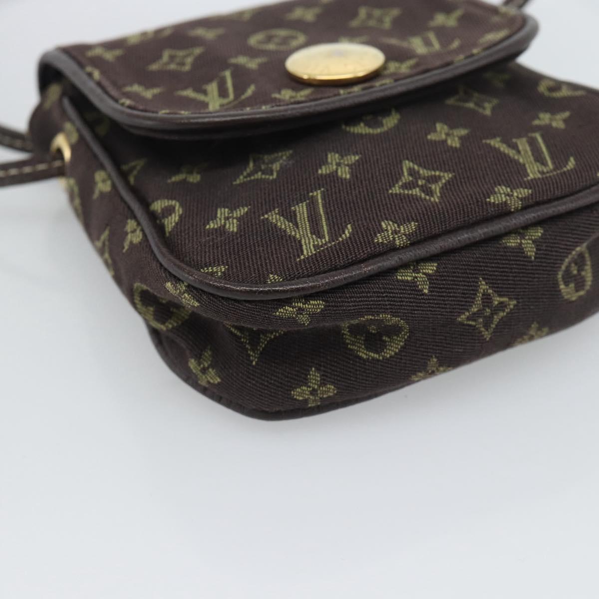 LOUIS VUITTON Monogram Mini Lin Pochette Cancoon Ebene M95313 LV Auth BA14618A