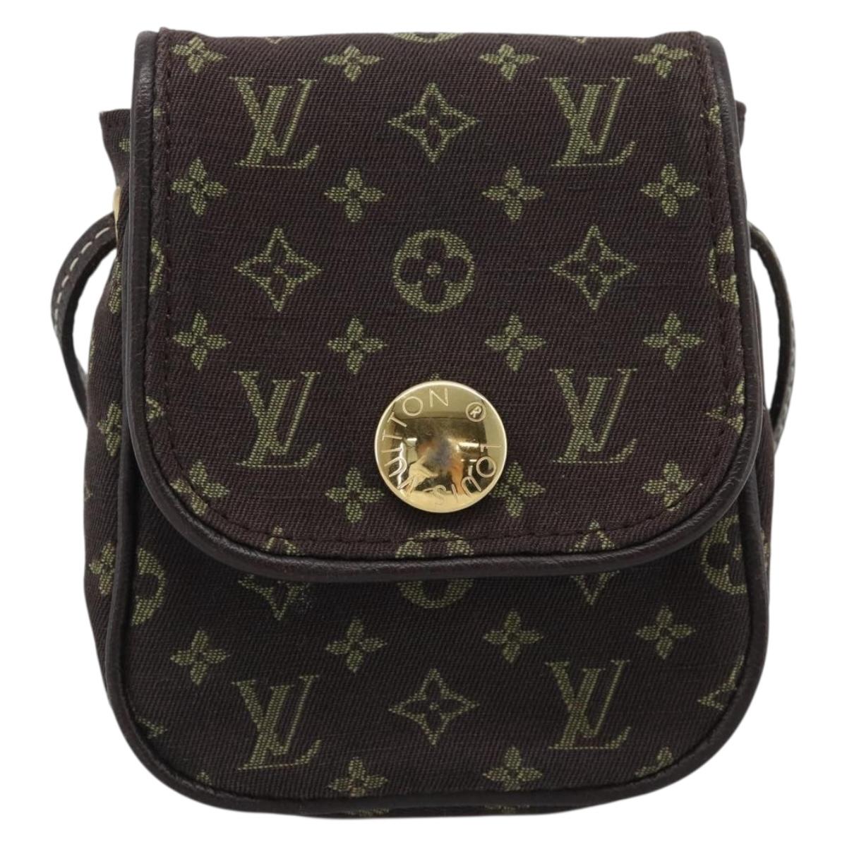 LOUIS VUITTON Monogram Mini Lin Pochette Cancoon Ebene M95313 LV Auth BA14618A
