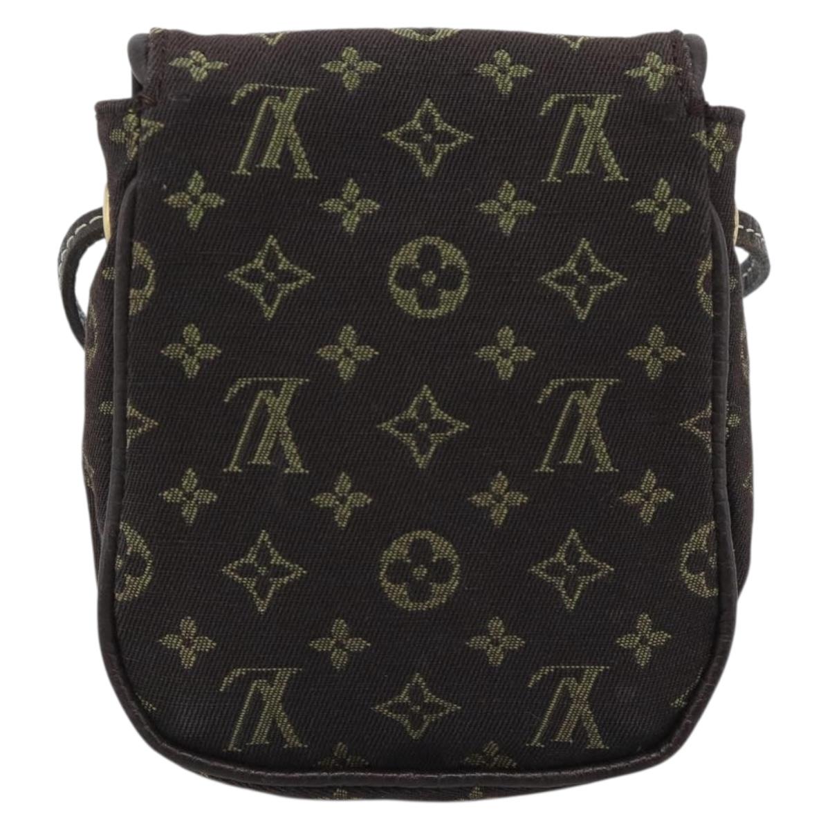 LOUIS VUITTON Monogram Mini Lin Pochette Cancoon Ebene M95313 LV Auth BA14618A