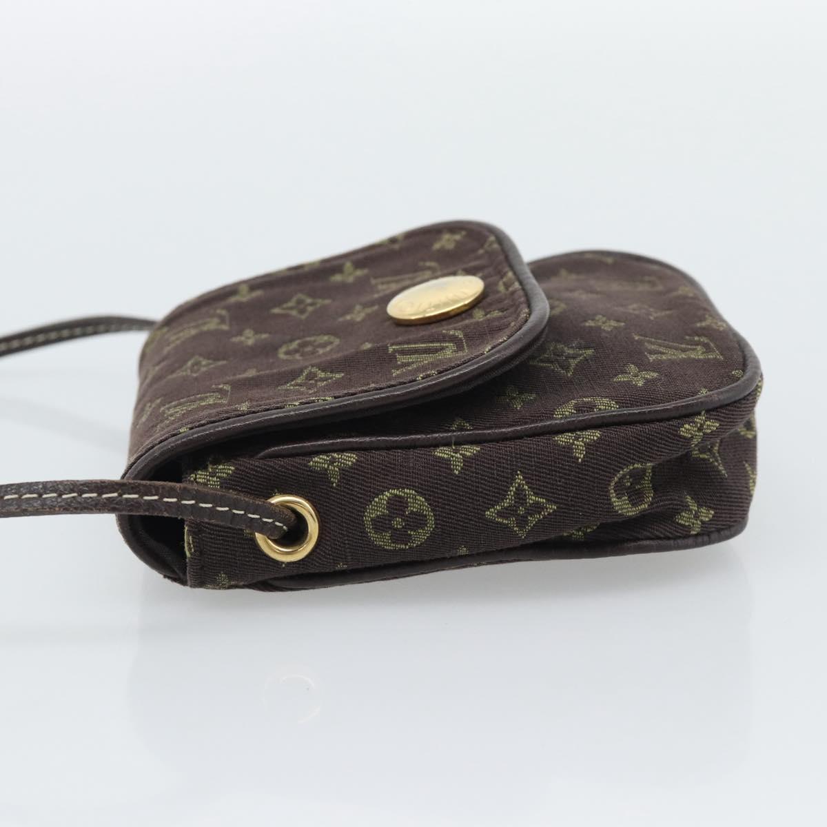 LOUIS VUITTON Monogram Mini Lin Pochette Cancoon Ebene M95313 LV Auth BA14618A
