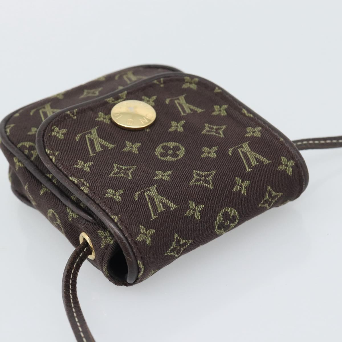 LOUIS VUITTON Monogram Mini Lin Pochette Cancoon Ebene M95313 LV Auth BA14618A