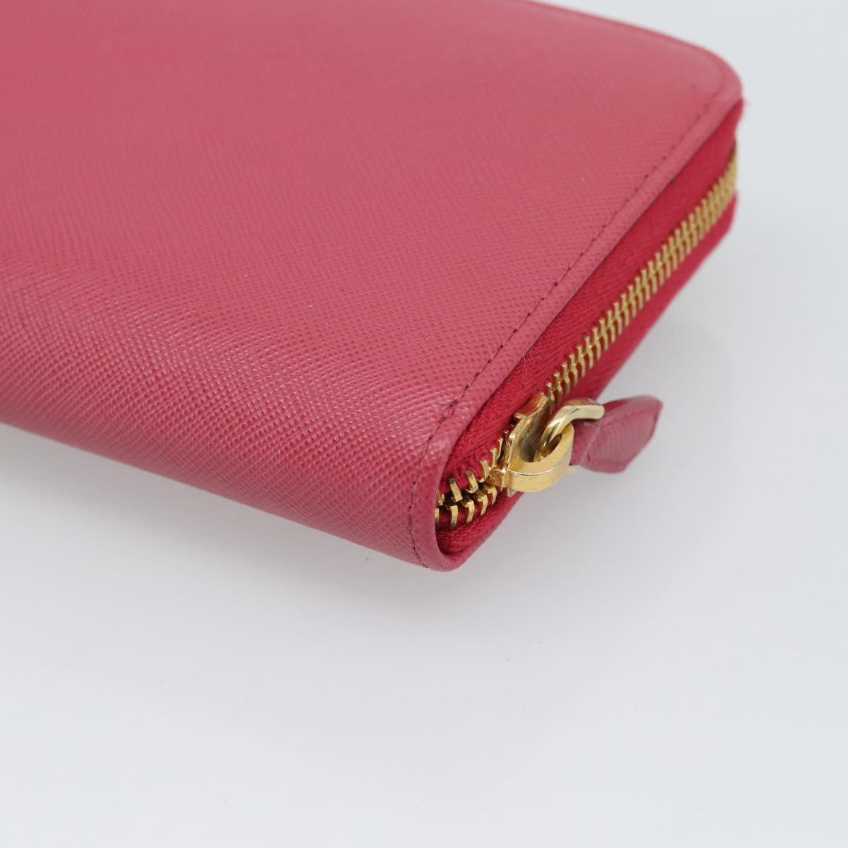 PRADA Saffiano Long Wallet Pink Gold Tone Auth BA14620V