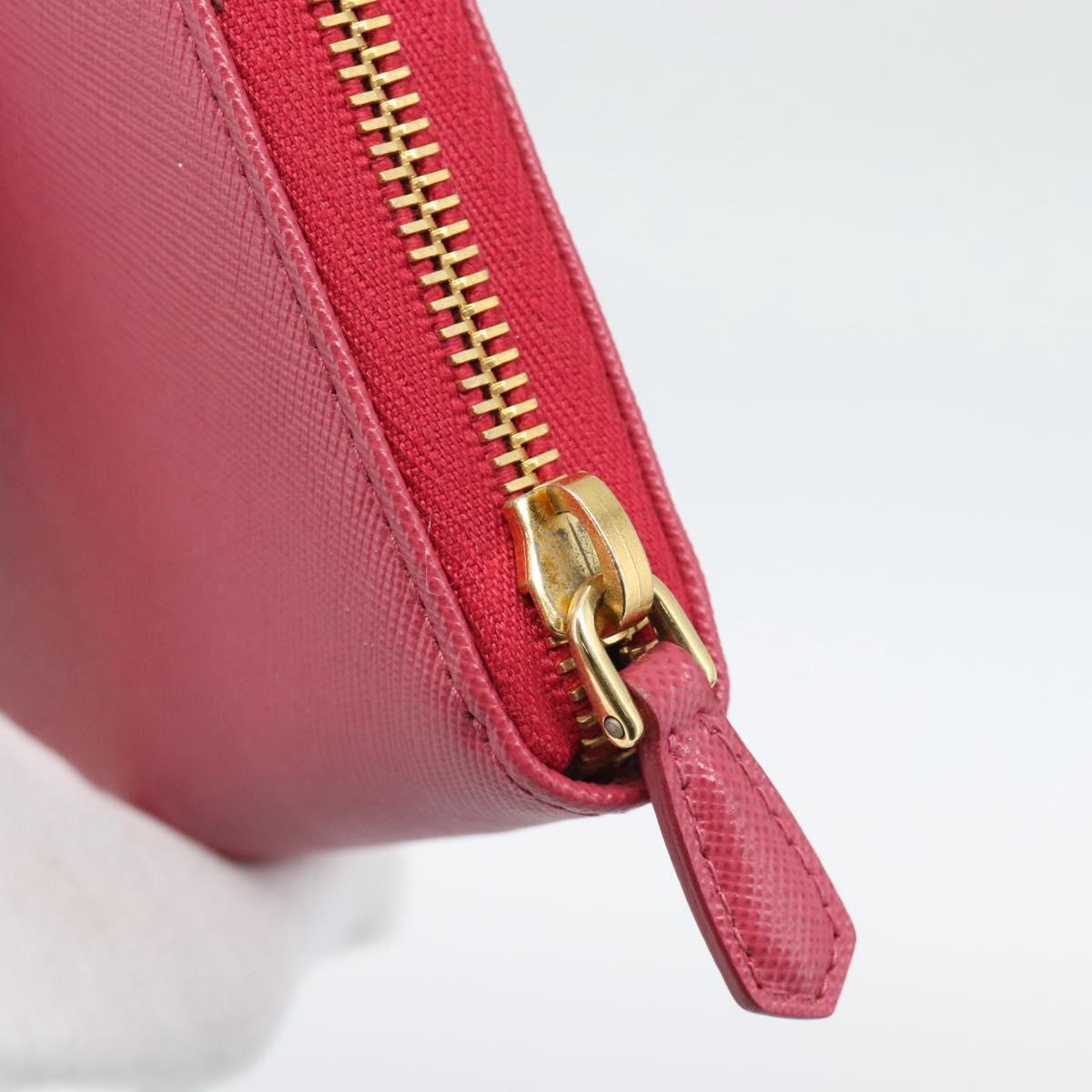 PRADA Saffiano Long Wallet Pink Gold Tone Auth BA14620V