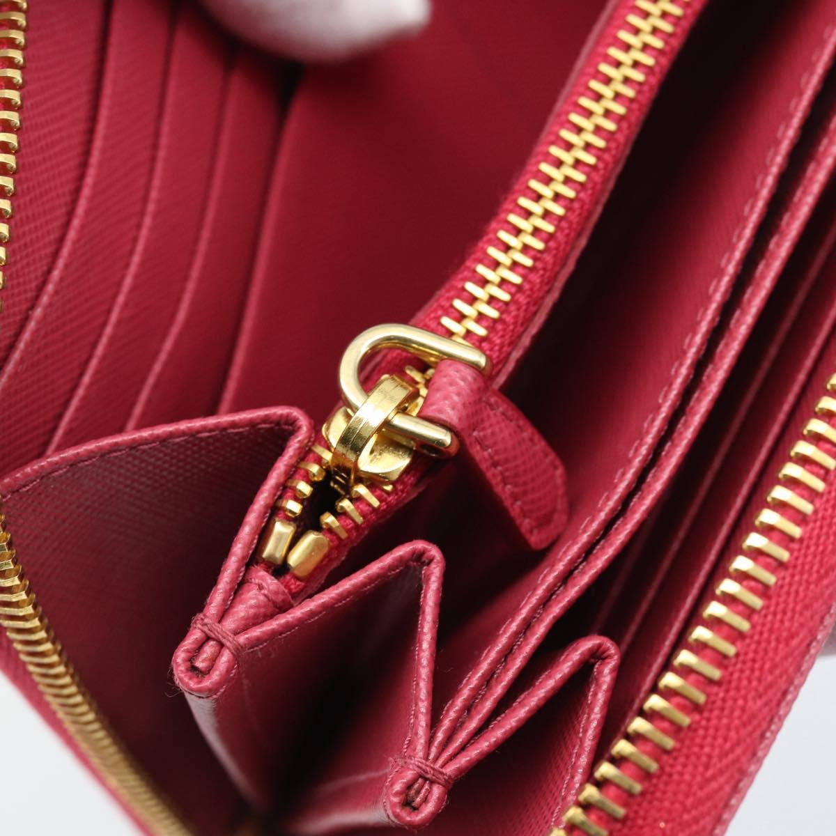 PRADA Saffiano Long Wallet Pink Gold Tone Auth BA14620V