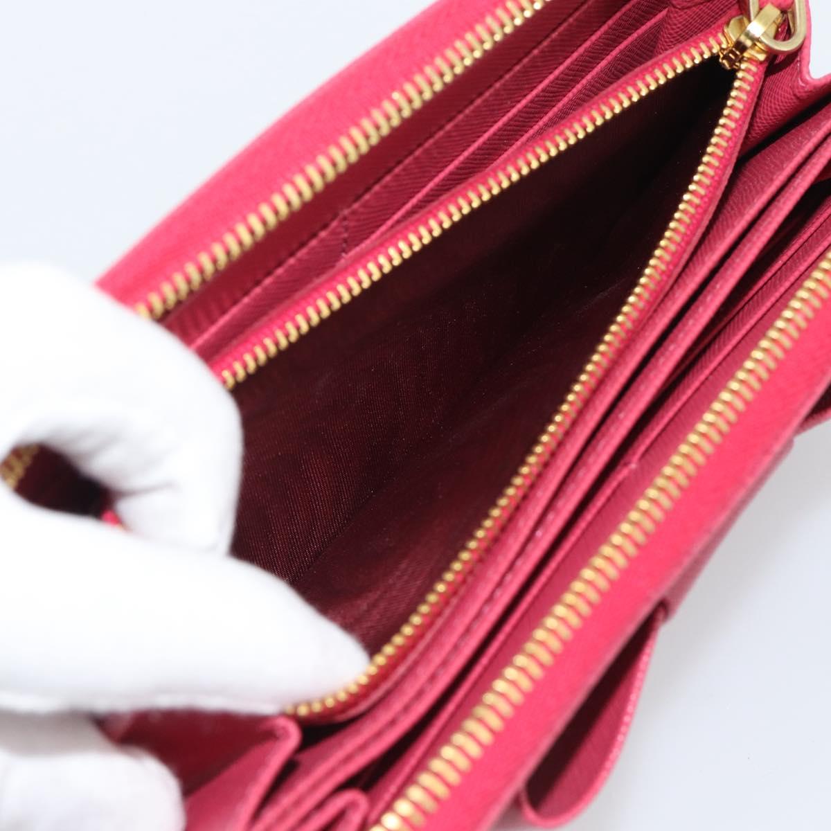 PRADA Saffiano Long Wallet Pink Gold Tone Auth BA14620V