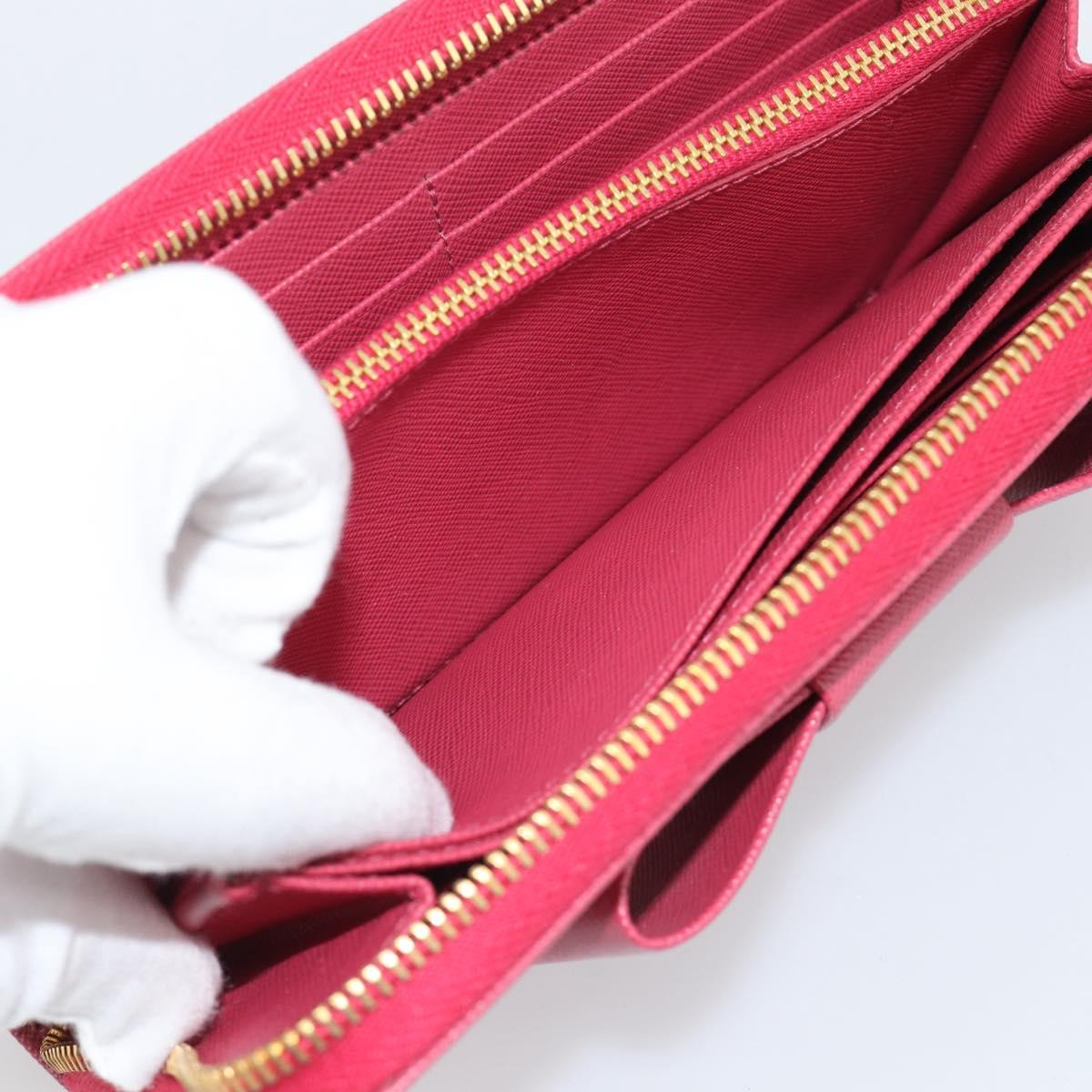 PRADA Saffiano Long Wallet Pink Gold Tone Auth BA14620V