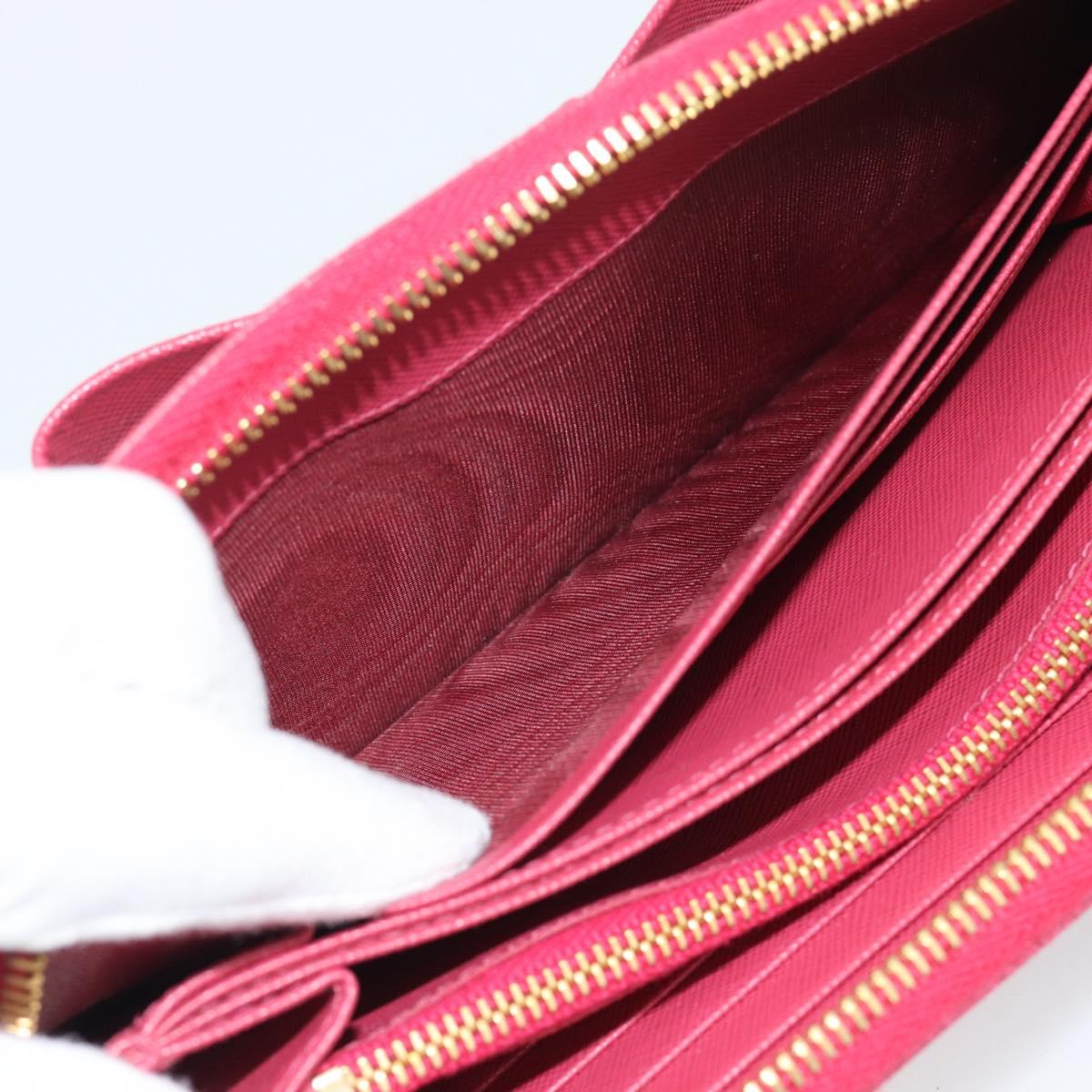 PRADA Saffiano Long Wallet Pink Gold Tone Auth BA14620V