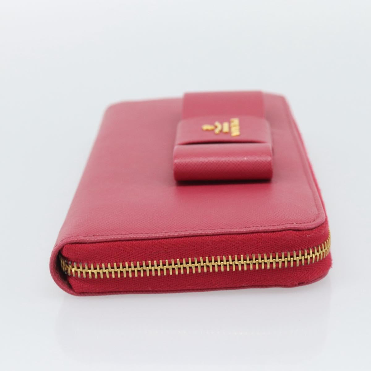 PRADA Saffiano Long Wallet Pink Gold Tone Auth BA14620V