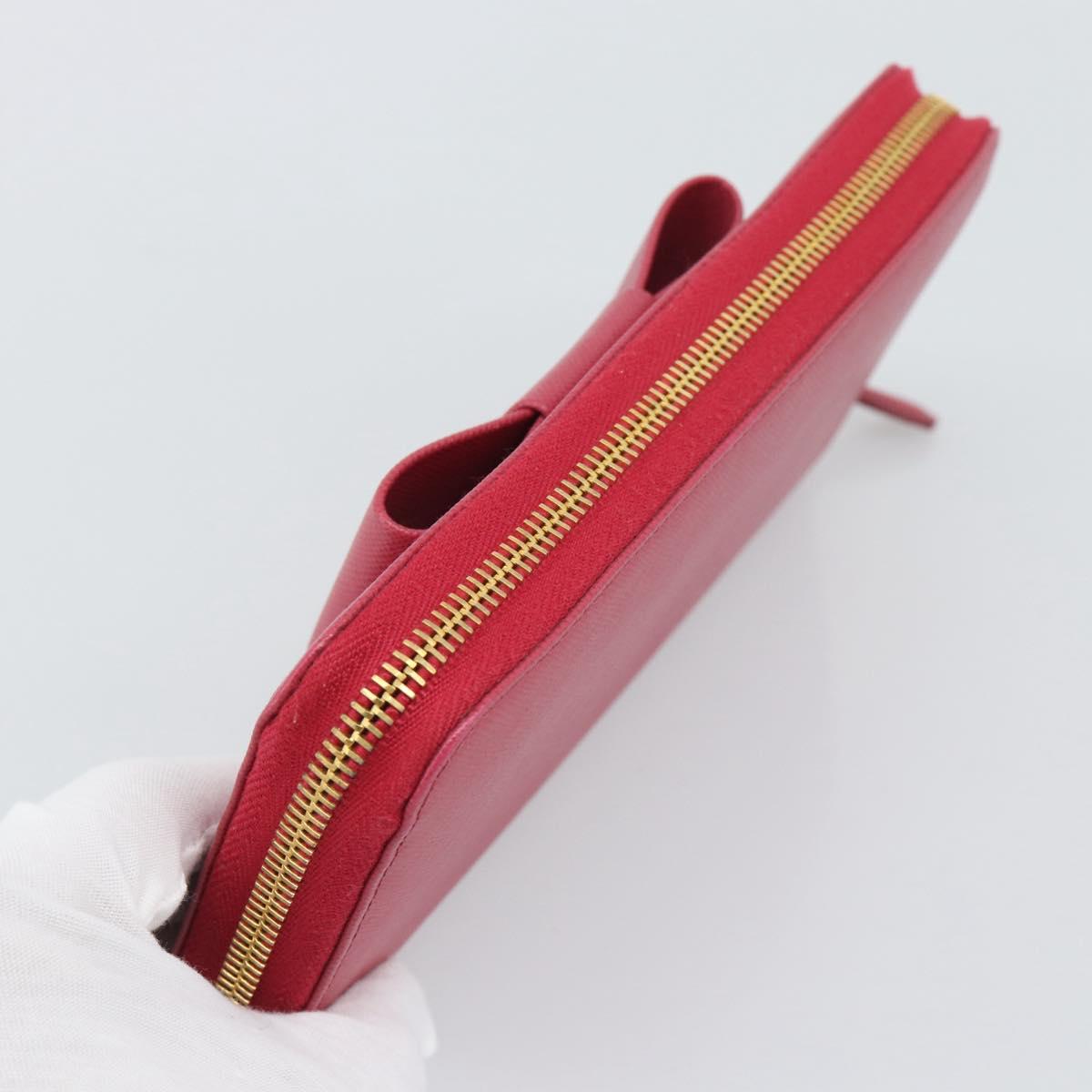 PRADA Saffiano Long Wallet Pink Gold Tone Auth BA14620V