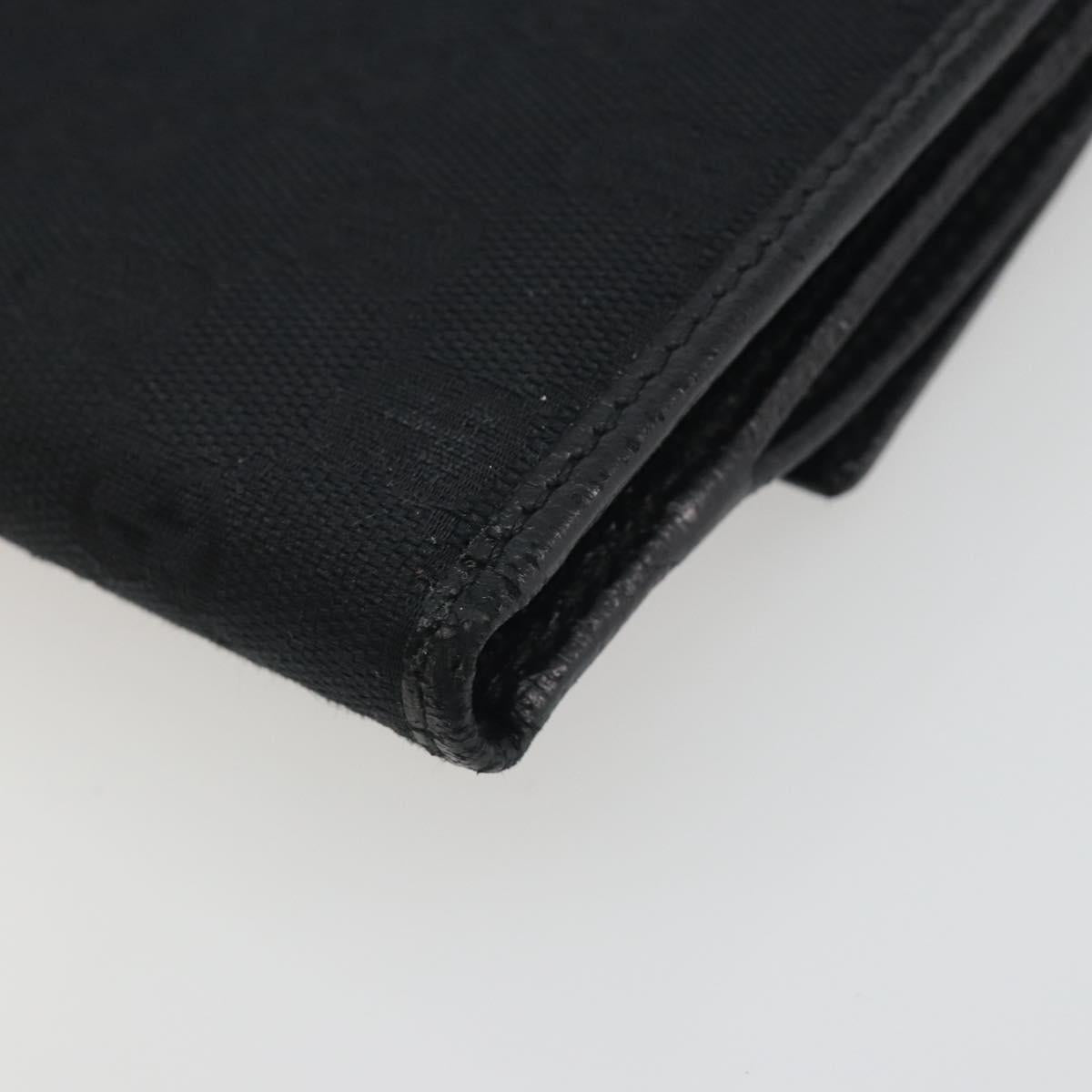 GUCCI GG Canvas Bifold Wallet Black Silver 112664 Auth BA14621A