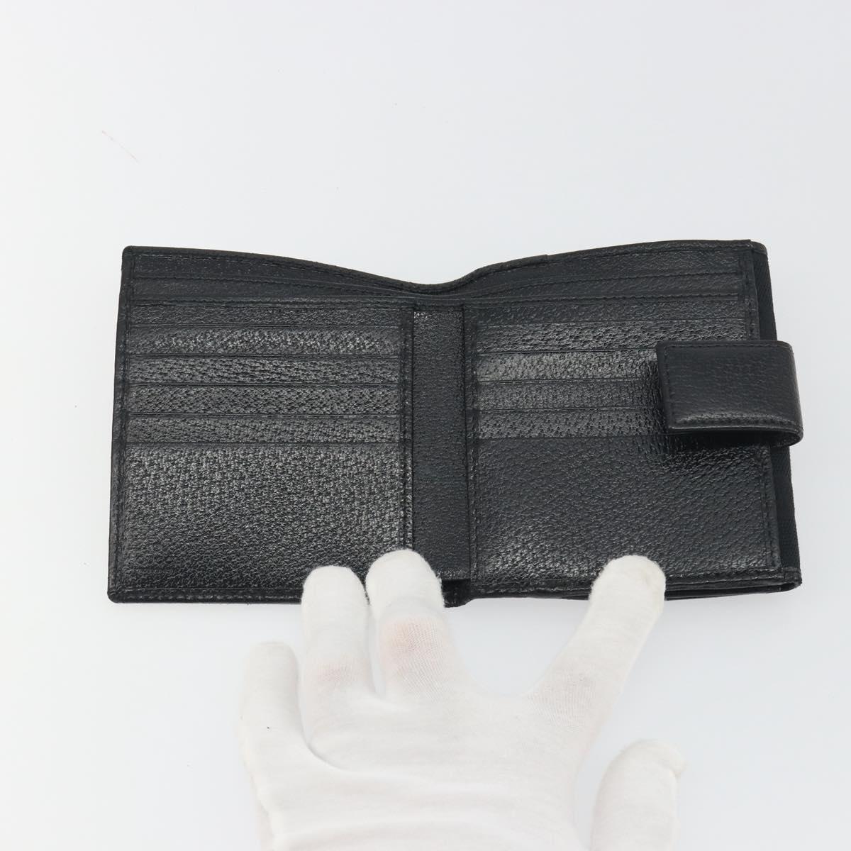 GUCCI GG Canvas Bifold Wallet Black Silver 112664 Auth BA14621A
