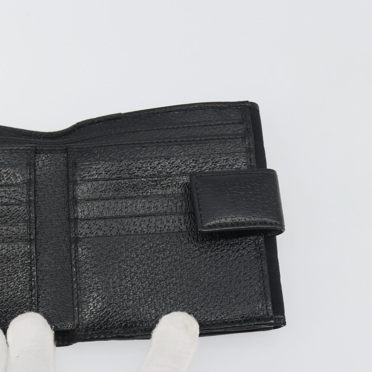 GUCCI GG Canvas Bifold Wallet Black Silver 112664 Auth BA14621A