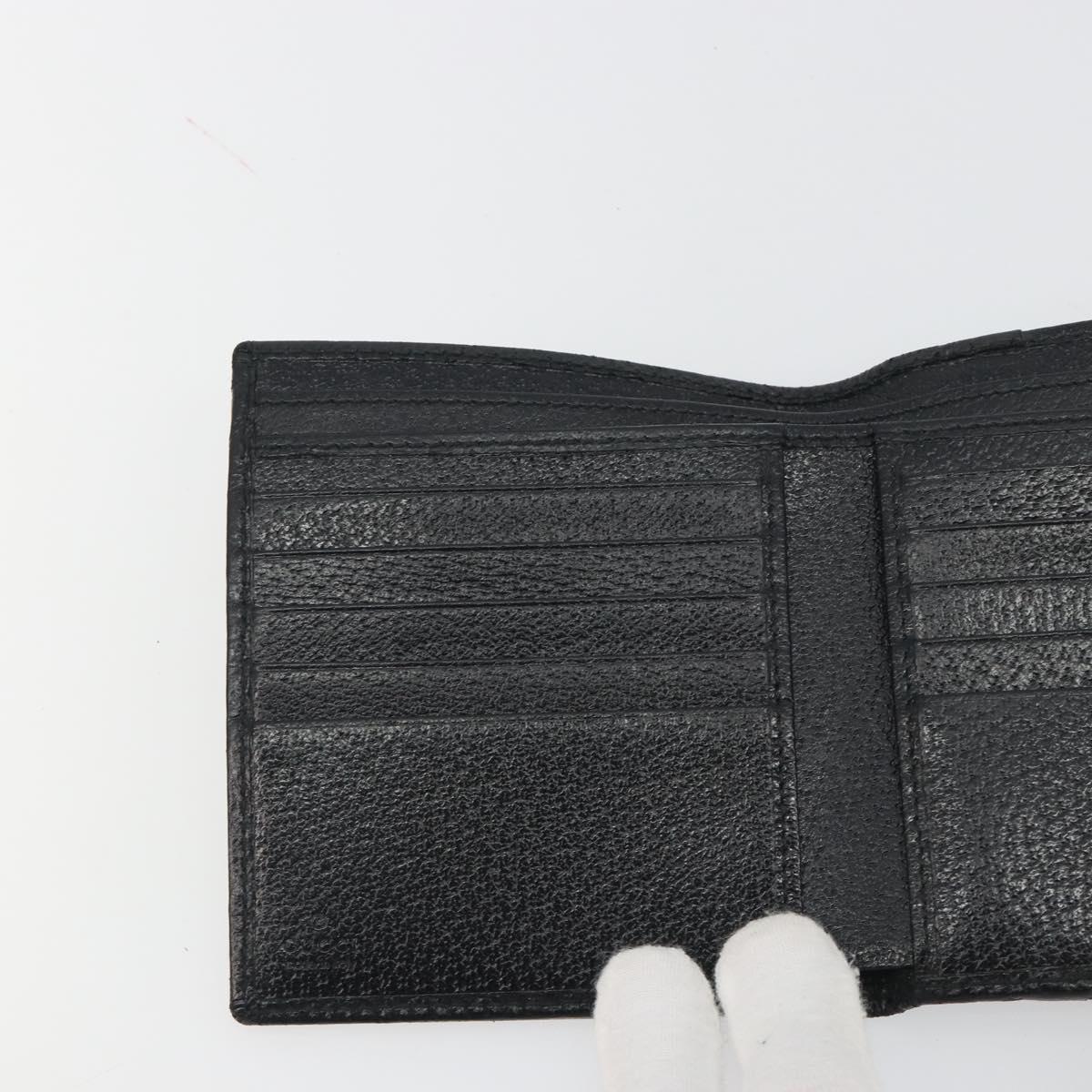 GUCCI GG Canvas Bifold Wallet Black Silver 112664 Auth BA14621A