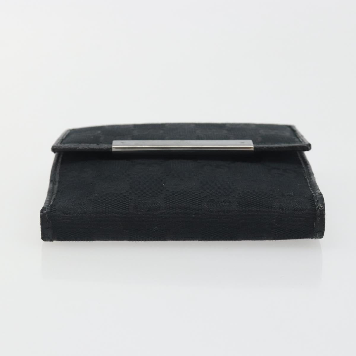 GUCCI GG Canvas Bifold Wallet Black Silver 112664 Auth BA14621A