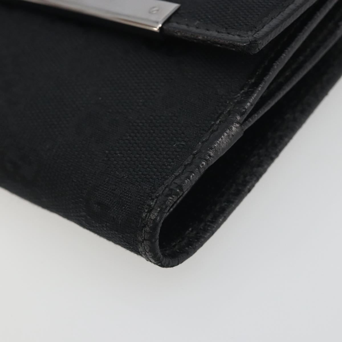 GUCCI GG Canvas Bifold Wallet Black Silver 112664 Auth BA14621A