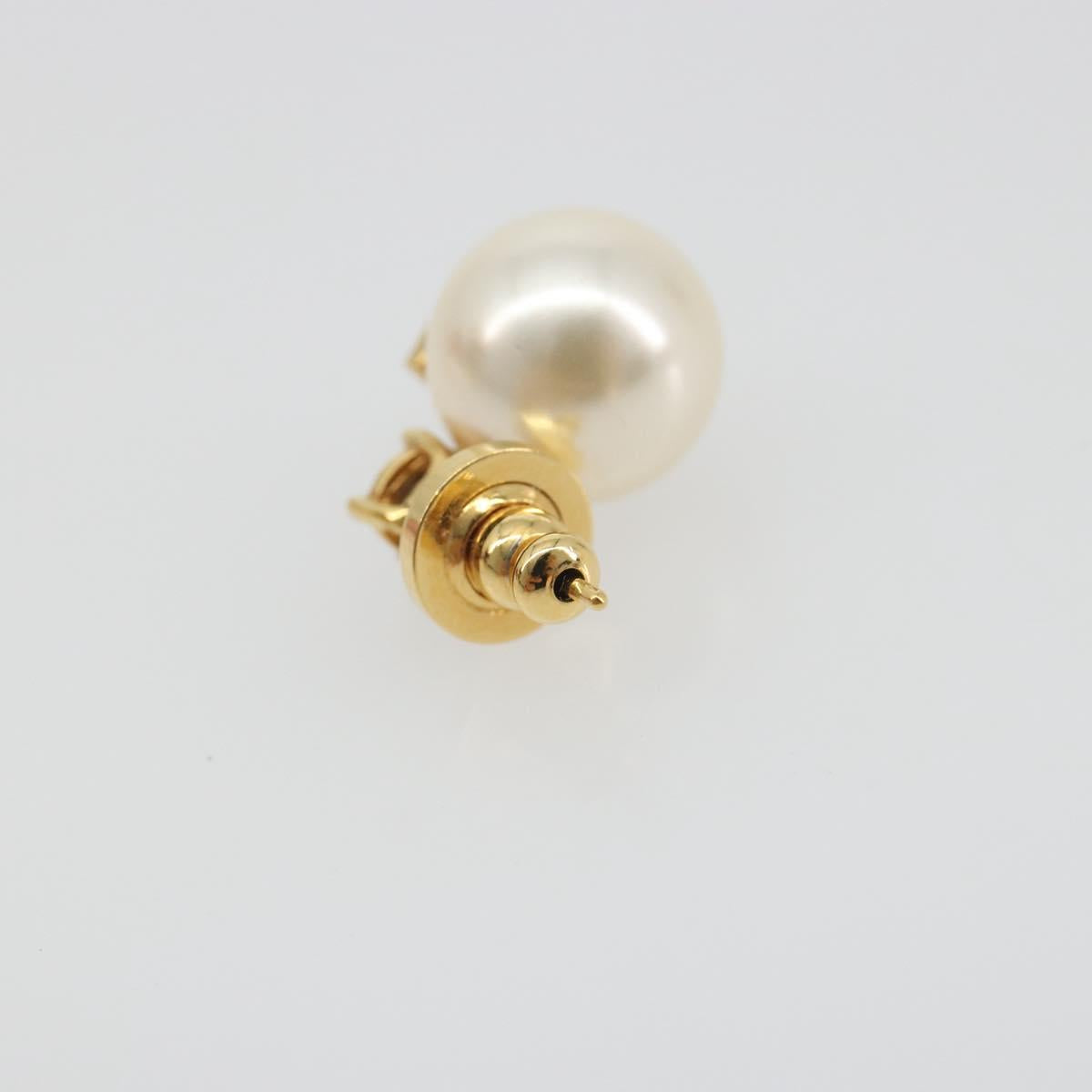 VALENTINO Earring Metal Gold Tone White Auth BA14622V