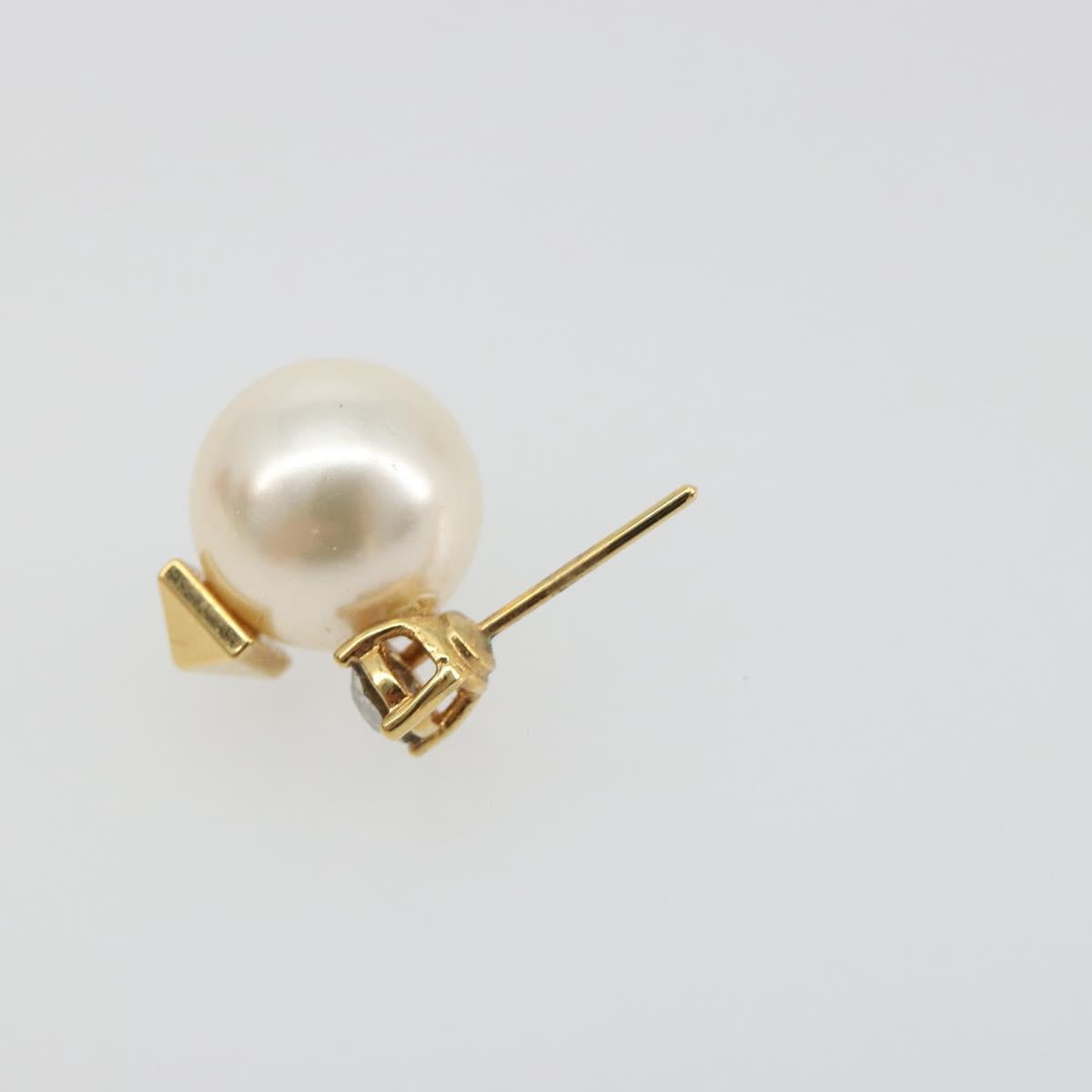 VALENTINO Earring Metal Gold Tone White Auth BA14622V