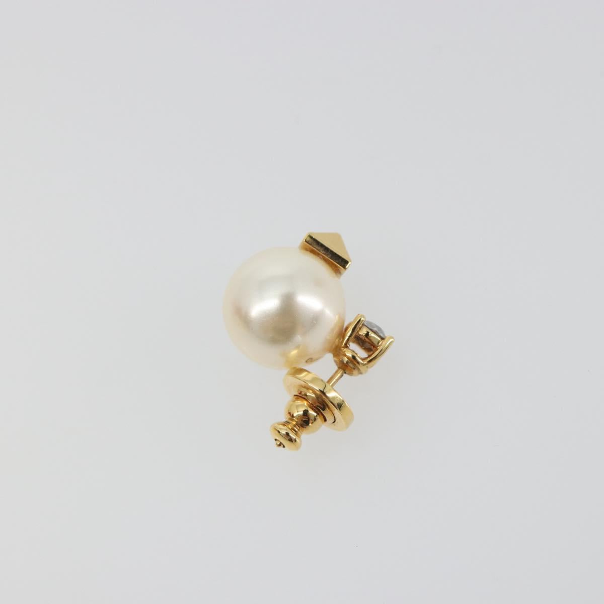 VALENTINO Earring Metal Gold Tone White Auth BA14622V